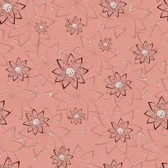 Seamless floral bright pattern. Large pink flowers - obrazy, fototapety, plakaty