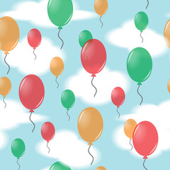 Obraz premium Seamless pattern from balloons in the sky. 