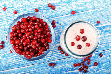 cranberry smoothie in a glass