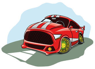 Мультяшный спортивный автомобиль, векторная иллюстрация