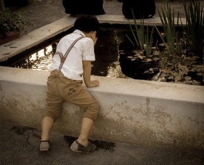 Playing in the pond