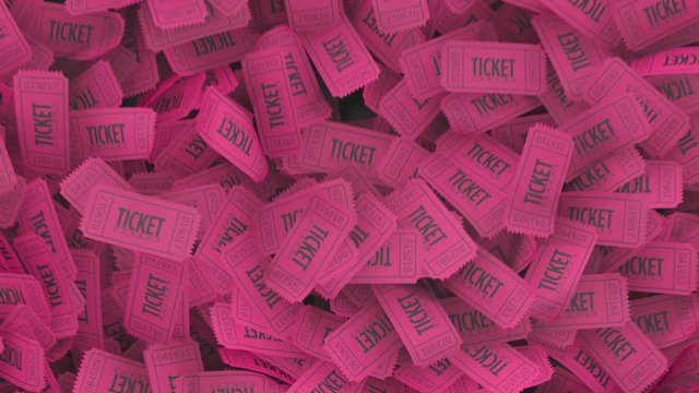 Red Raffle Or Lottery Ticket Stub Pile