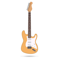 Electric guitar flat vector illustration. Rock music instrument