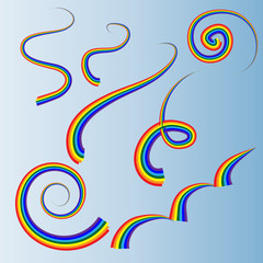 Abstract curls drawn by a rainbow contour