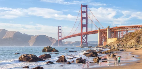 Printed roller blinds Baker Beach, San Francisco Golden Gate Bridge at sunset, San Francisco, California, USA