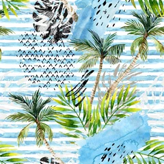 Poster Abstracte aquarel zomer naadloze patroon. © Tanya Syrytsyna