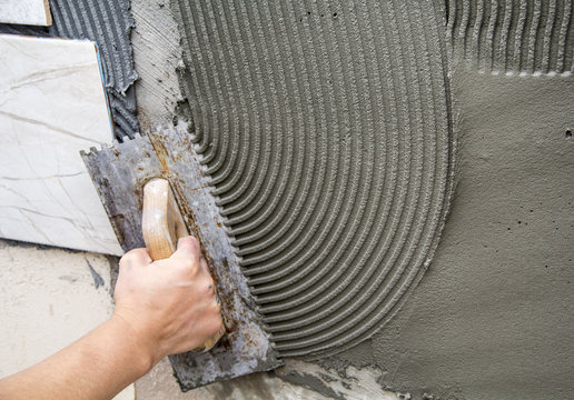 Fayans seramik yapıştırma, har&ccedil;, mala, Tile bonding, mortar, trowel,