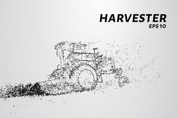 Harvester of particles. The harvester consists of small circles. Combine into smaller molecules. Vector illustration.