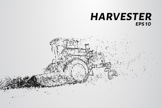 Harvester of particles. The harvester consists of small circles. Combine into smaller molecules. Vector illustration.