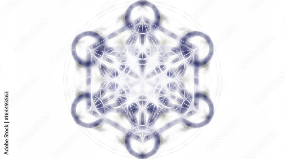 Poster flower of life and merkaba on white background, fractal effect. sacred geometry.