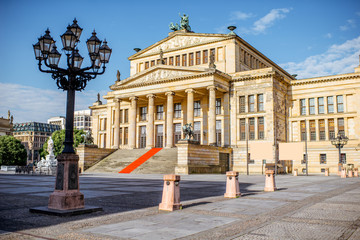 Viiew on the Gendarmenmarkt square with concert house building during the morning light in Berlin...