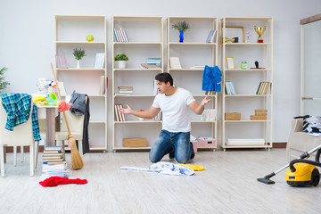 Man doing cleaning at home