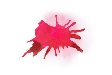 Abstract watercolor aquarelle hand drawn colorful shapes art red color paint or blood splatter stain