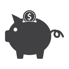 Piggy Bank vector silhouette on white background, savings, investment