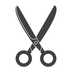 Steel scissors vector silhouette on white background