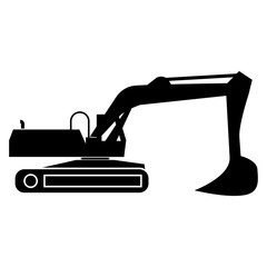 Excavator black icon .