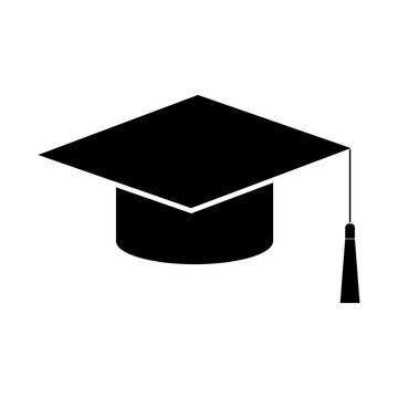 Graduation cap black icon .