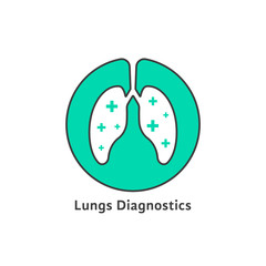 green outline lungs diagnostics with cross