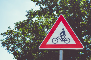 Bicycle atention road sign