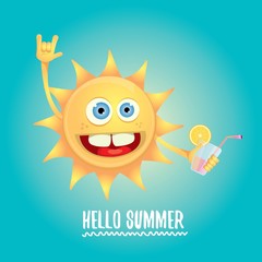hello summer rock n roll vector label or logo.