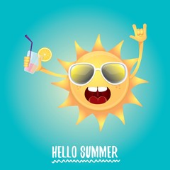 hello summer rock n roll vector label or logo.