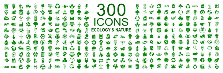 Foto op Canvas Set of 300 ecology icons – stock vector © dlyastokiv