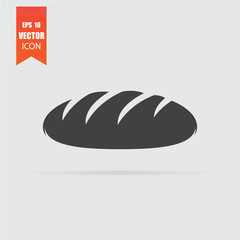 Bread icon in flat style isolated on grey background.