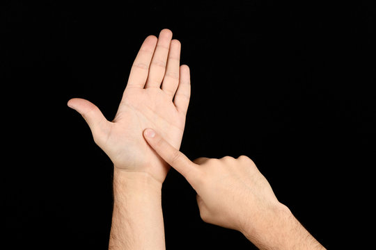 The language of the deaf English version of the gesture the letter J Signaling BSL