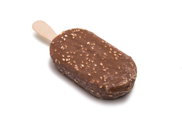 Chocolate ice cream on stick isolated