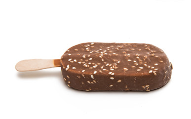 Chocolate ice cream on stick isolated