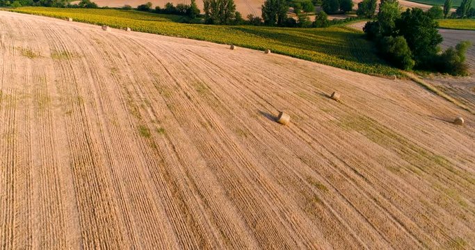 Aerial flight over the beautiful French fields