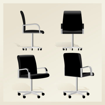 Black leather office chair vector