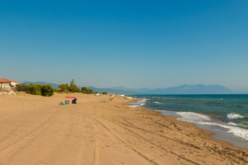 Fototapeta na wymiar Sandy beach in western Peloponnese in the district of Elis, near Zacharo town, Greece