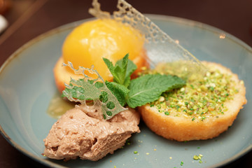 Brioche and ice-cream dessert