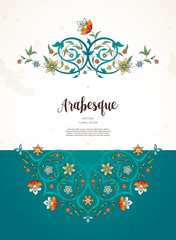 Vector vintage floral card in Eastern style.