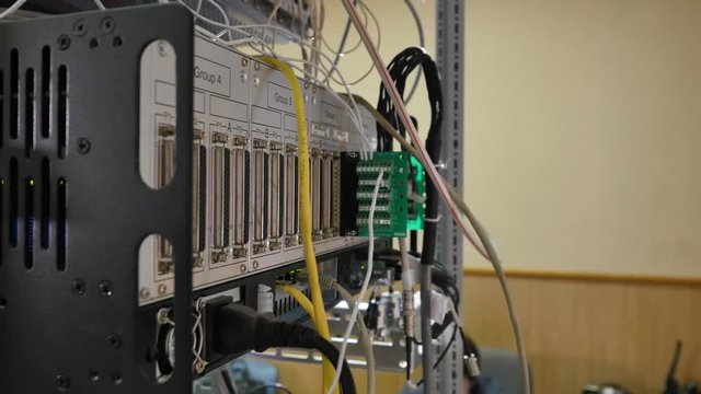 Network panel, switch and cable in data center