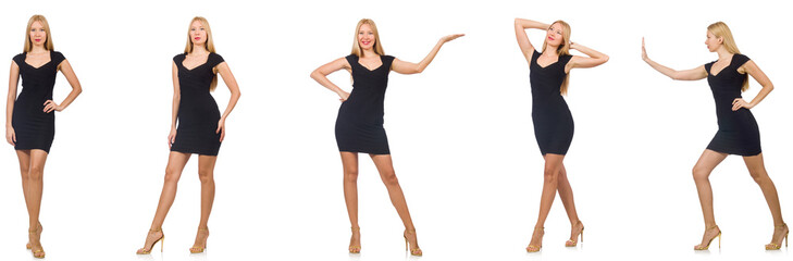 Fototapeta premium Collage of woman in fashion look isolated on white