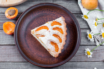 Slices of fresh apricot cake