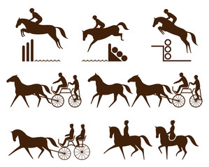 Set of equestrian logo - eventing, driving, para dressage