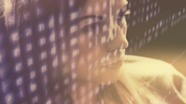 Woman developer hacking code