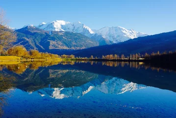 Crédence de cuisine en verre imprimé Mont Blanc Reflet du Mont Blanc
