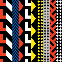 Retro color seamless pattern. Fancy abstract geometric art print. Ethnic hipster ornamental lines backdrop.