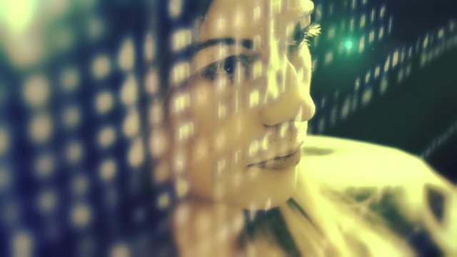 Woman developer hacking code