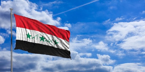 Iraq waving flag on blue sky. 3d illustration