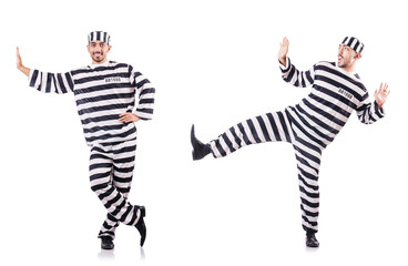 Convict criminal in striped uniform