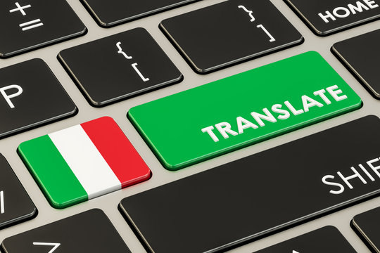 Translate Concept On Keyboard With Italian Flag, 3D Rendering