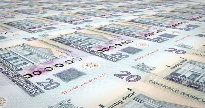 Banknotes of twenty Surinamese dollars of Suriname, cash money, loop