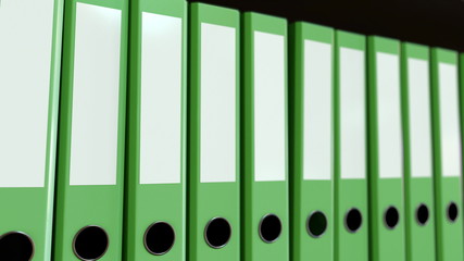 Green office binders. 3D rendering