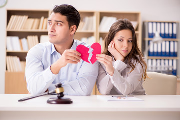 Young family in marriage divorce concept