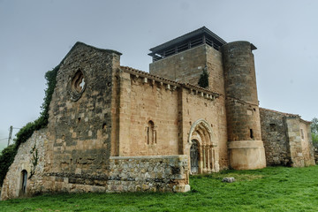 sight of the Romanesque church of San Andres in Soto of Bureba in the north of the province of Burgos, Spain